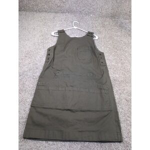 Duluth Trading Co Vintage Olive Green Canvas Dress XS Bib Utility Pocket